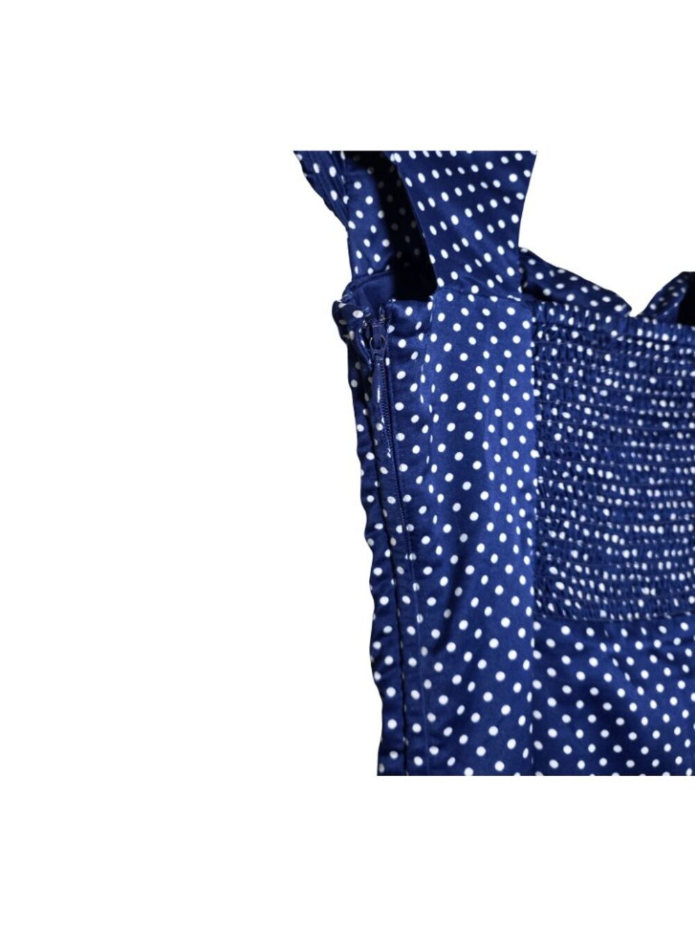 Women's - Guess Blue & White Satin Polka Dot Pin-Up Dress, Size 2 - Picture 9 of 10